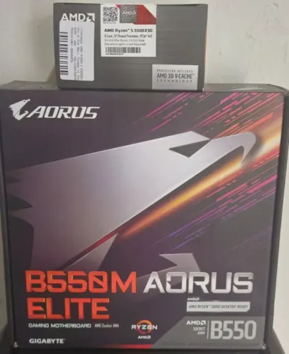 kit ryzen 5500x3d e b550 aorus elite nota e garantia
