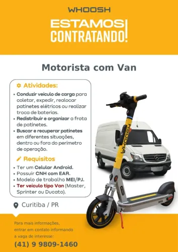 Driver - Motorista com Van ( Ducato, Master, Sprinter)