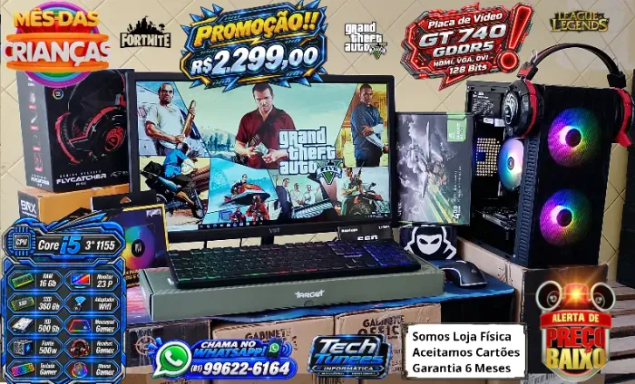 PC Gamer Completo-Core i5 3°-(16Gb Ram)-(SSD 360 Gb, HD500 Gb)+Monitor 23P-Placa Vídeo