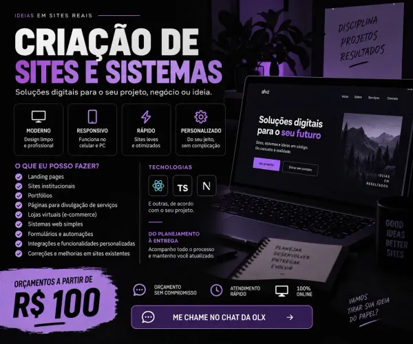 CRIAÇÃO DE SITES E SISTEMAS PERSONALIZADOS