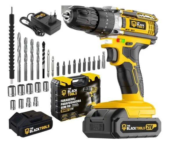 Parafusadeira Furadeira de Impacto Profissional 21V Black Tools