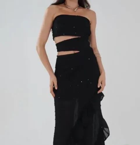 vestido longo feminino preto p