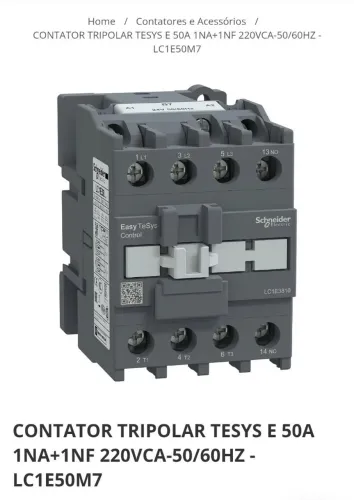 CONTATOR TRIPOLAR 220V LC1E50M7 01 peça