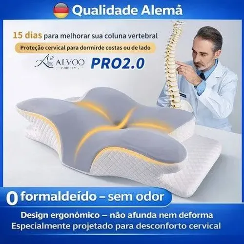 ?Abranuv PRO2.0?Kit3/2/1 Travesseiro Ergonômico Cervical Memória Espuma Apoio Pescoço