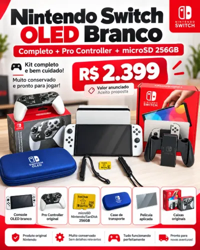 VENDO SWITCH SEMINOVO, ÚNICO DONO E COM TODAS AS CAIXAS.(CONTROLE PRO,MICRO SD E CASE) 