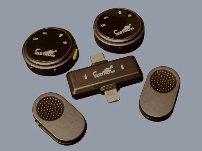 Microfone Lapela Sem Fio P/ iPhone E Tipo C (Duplo Para Entrevistas/Vídeos)