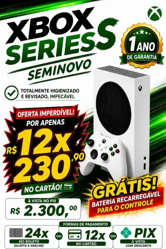 Xbox Series S Digital +Bateria recarregável gratis e 1 ano de garantia Frete Grátis