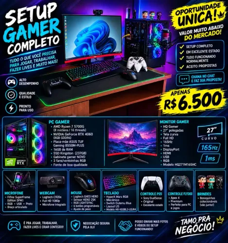 ? SETUP GAMER COMPLETO - OPORTUNIDADE ÚNICA! ?