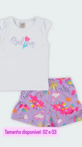 Conjunto shorts e camisa feminina infantil 