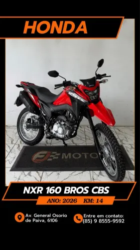 Honda 160 Bros CBS zero ano 2026, Aceitamos cartões e Financiamento Bancário