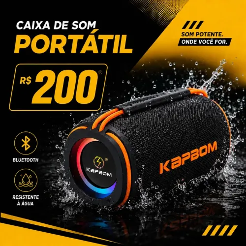 Caixa de Som Portátil Bluetooth KAPBOM