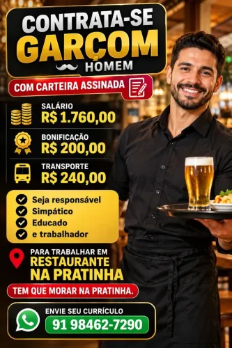 Vaga de Garçom more na Pratinha