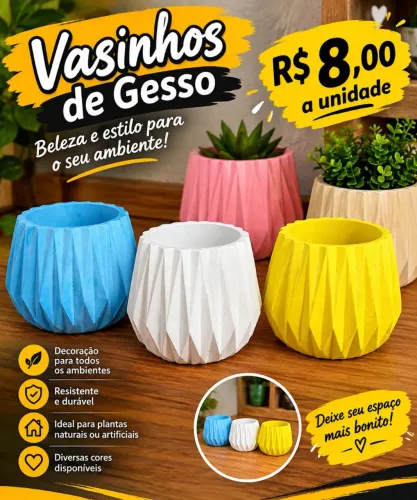 Vasinhos de gesso decorativos