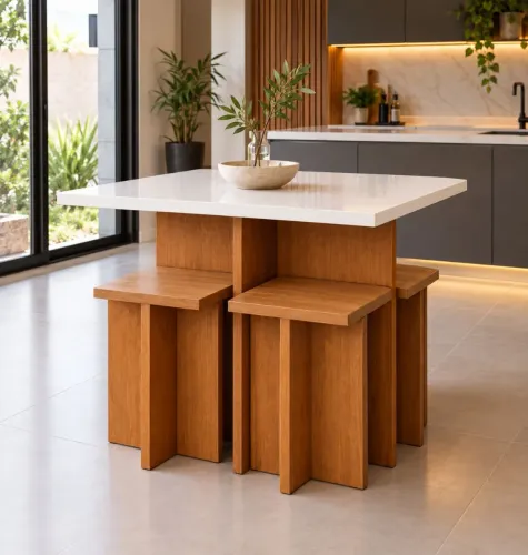 Mesa com 4 bancos