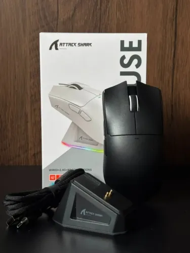 Attack Shark X11 Preto Sem Fio + Dock - PAW3311 - Tri-Mode