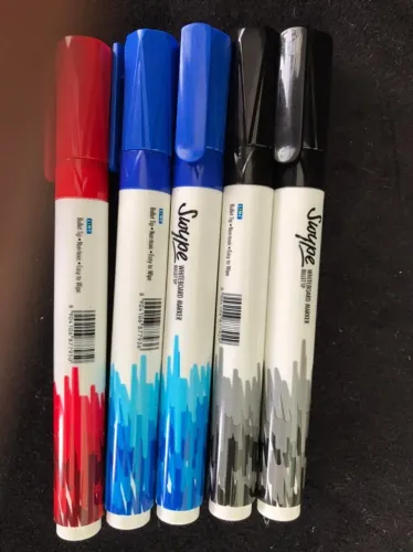 Pincel Marcador de Quadro Branco Azul, Vermelho e Preto 