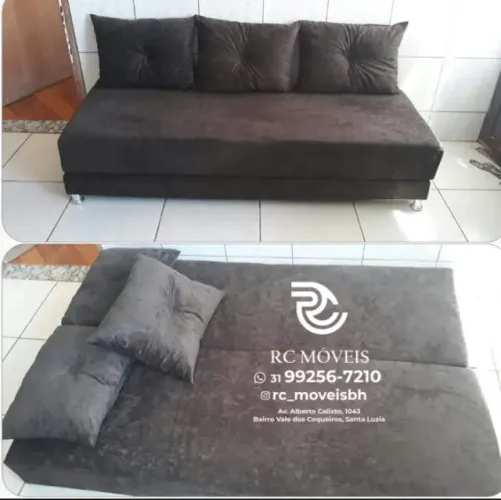 Sofá Cama Bicama 1,70m Suede macio D33 Compacto e Funcional
