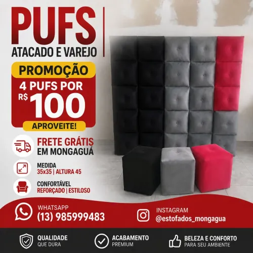 Puf reforçado e confortável 
