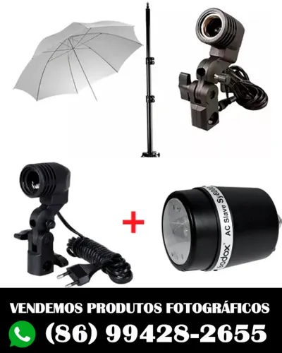 Flash Tocha GODOX com soquete, sobrinha e tripé de 2 metros (tudo novo)