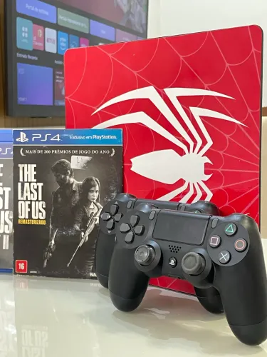 Ps4 SLIM 1TB + 2 CONTROLES + 2 JOGOS FÍSICOS! 
