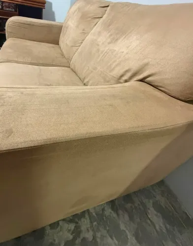 Sofá 2 lugares veludo/suede bege
