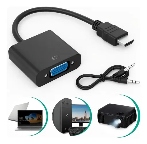 Cabo Conversor HDMI para VGA com Áudio P2 Knup KP-5032 Full HD 1080p
