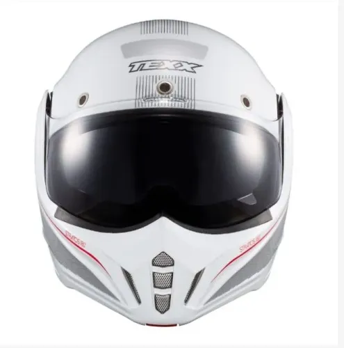 Capacete TEXX Stratos Robocop escamoteável 180 graus.