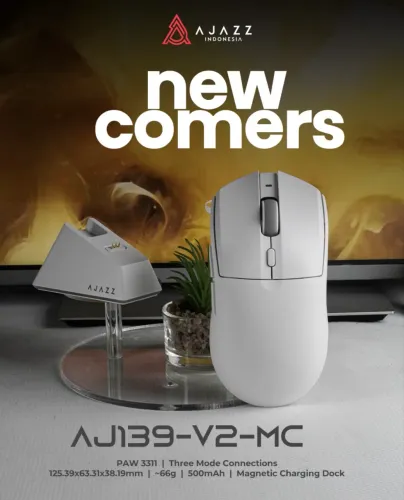 Mouse Gamer Sem Fio AJAZZ AJ139 V2 MC - 12.000 DPI  Sensor PixArt PAW3311