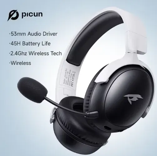 HEADSET SEM FIO PICUN MODELO G3 - COR BRANCO E PRETO; VERMELHO E PRETO