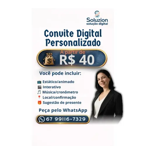 Convite Digital Personalizado para Aniversário, Casamento, 15 anos e Eventos