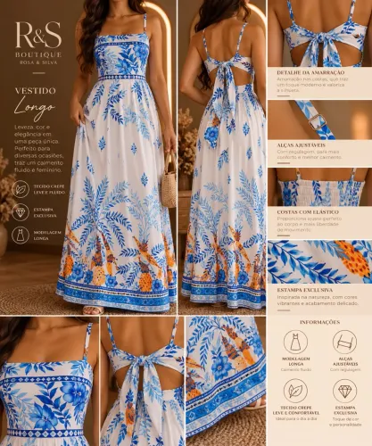 Vestido longo estampado