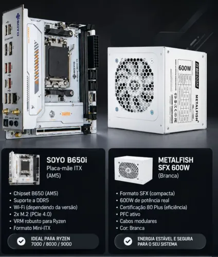 Kit ITX placa mãe + fonte