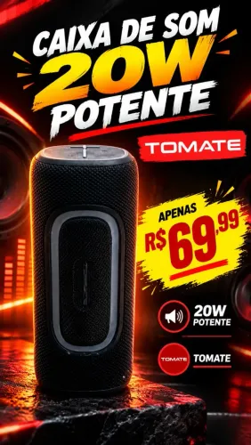 Caixinha de som tomate 20w Preto 120/127v som alto e potente