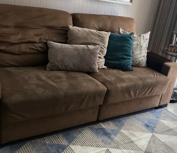 Sofá Retrátil e Reclinável 2,20m Suede Camurça - Campinas São José SC