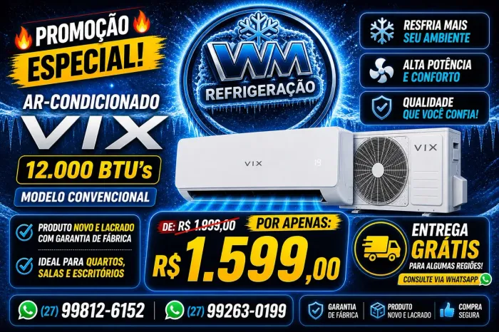 AR-CONDICIONADO VIX 12.000 BTUs - NOVO E LACRADO