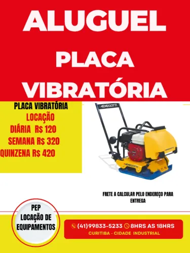 aluguel de placa vibratoria compactadora