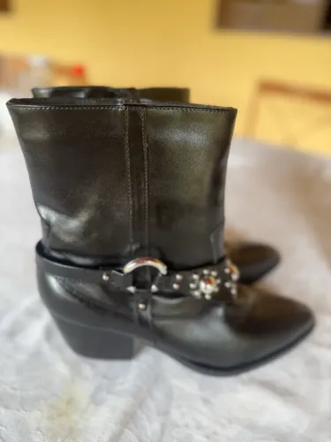 Bota texano, Satinato, preta, tamanho 39
