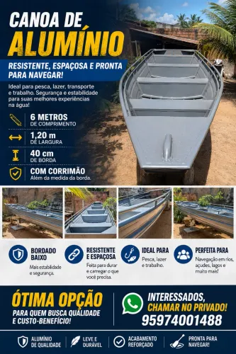 ? CANOA DE ALUMÍNIO 6 METROS COM CORRIMÃO