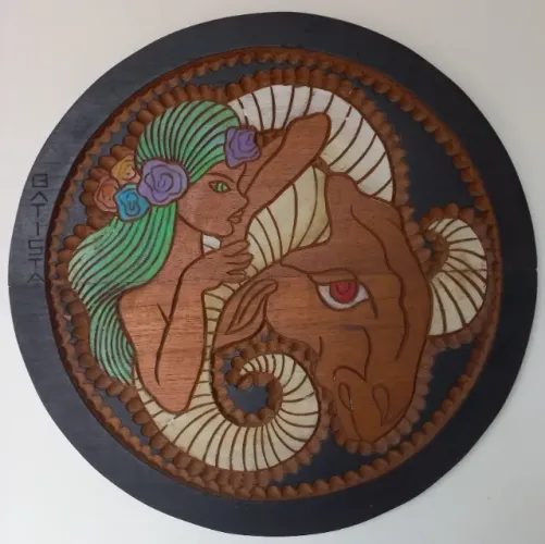 Quadro de Batista (Eugenio Carlos) - Obra em talha de madeira   