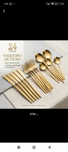 Talheres de aço inoxidável dourado 24 peças