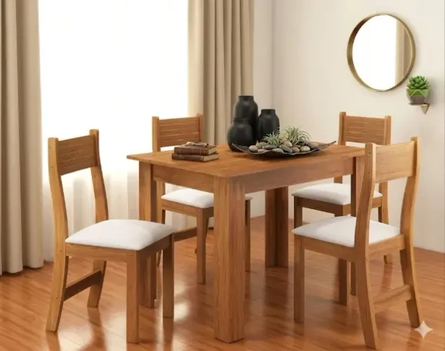 Mesa de jantar com 4 cadeiras no estoque bronze