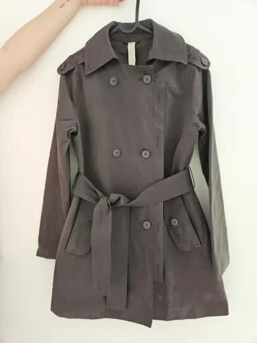 Casaco trench coat feminino, cinza chumbo, Hering