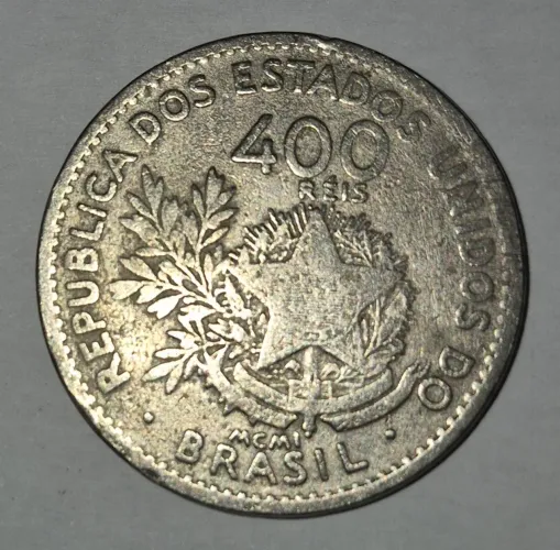 Linda moeda de 400 réis da república dos estados únicos do brasil