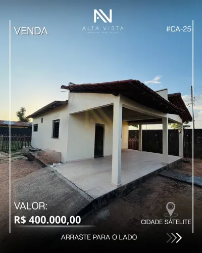Casa de 377m² com varanda e cerâmica à venda na Cidade Satélite R$400mil, 1 banheiro e 1