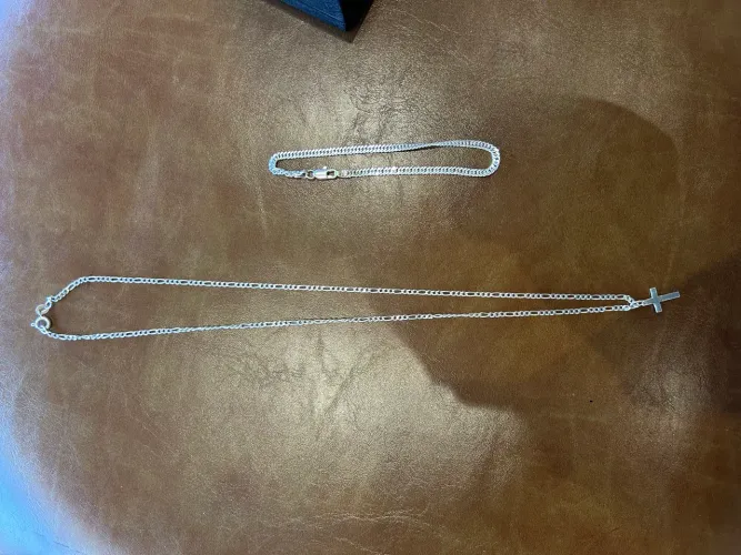 Kit de prata corrente + pulseira