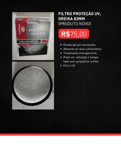 FILTRO PROTEÇÃO UV, GREIKA 82MM