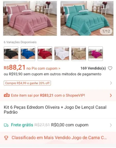 Kit 6 Peças Edredom Oliveira + Jogo De Lençol Casal Padrão