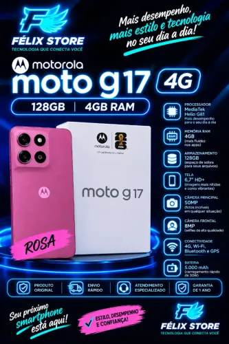 Motorola Moto G17 4G 128GB 4GB RAM Rosa | Consulte Entrega para sua Região