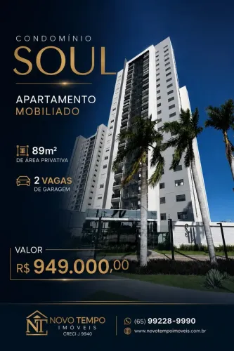 Apartamento com 3 quartos, Mobiliado á venda no condomínio soul, bairro bom clima