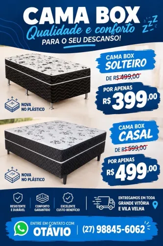 Cama Box Solteiro e Casal Nova no Plástico